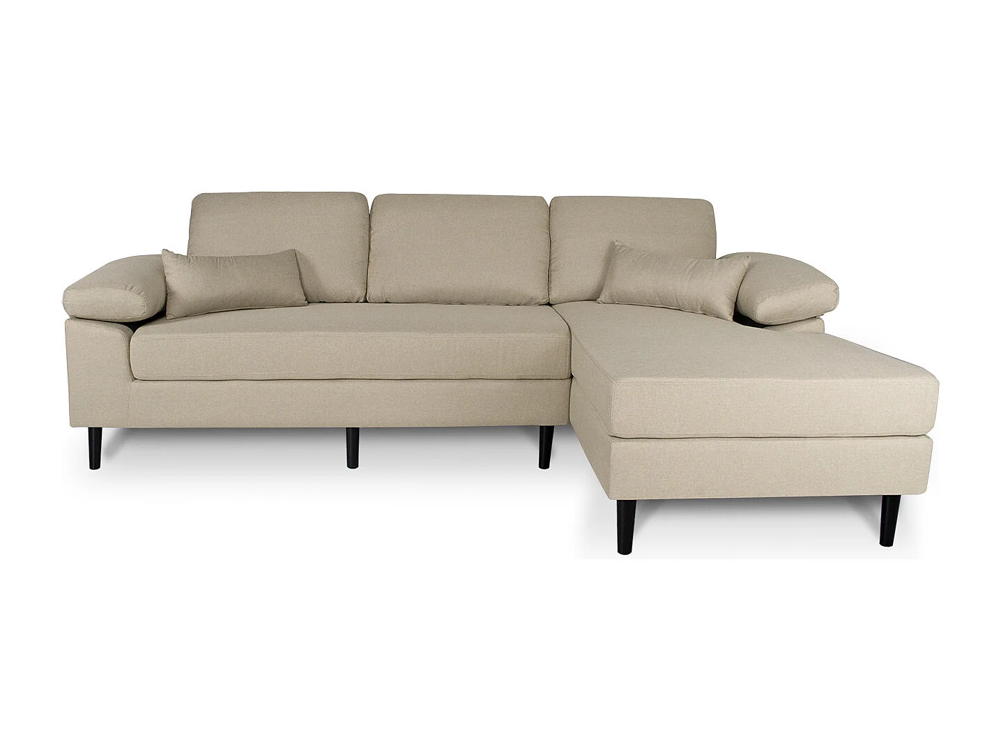 Divano angolare 3 posti con chaise longue destra tessuto beige - Washington