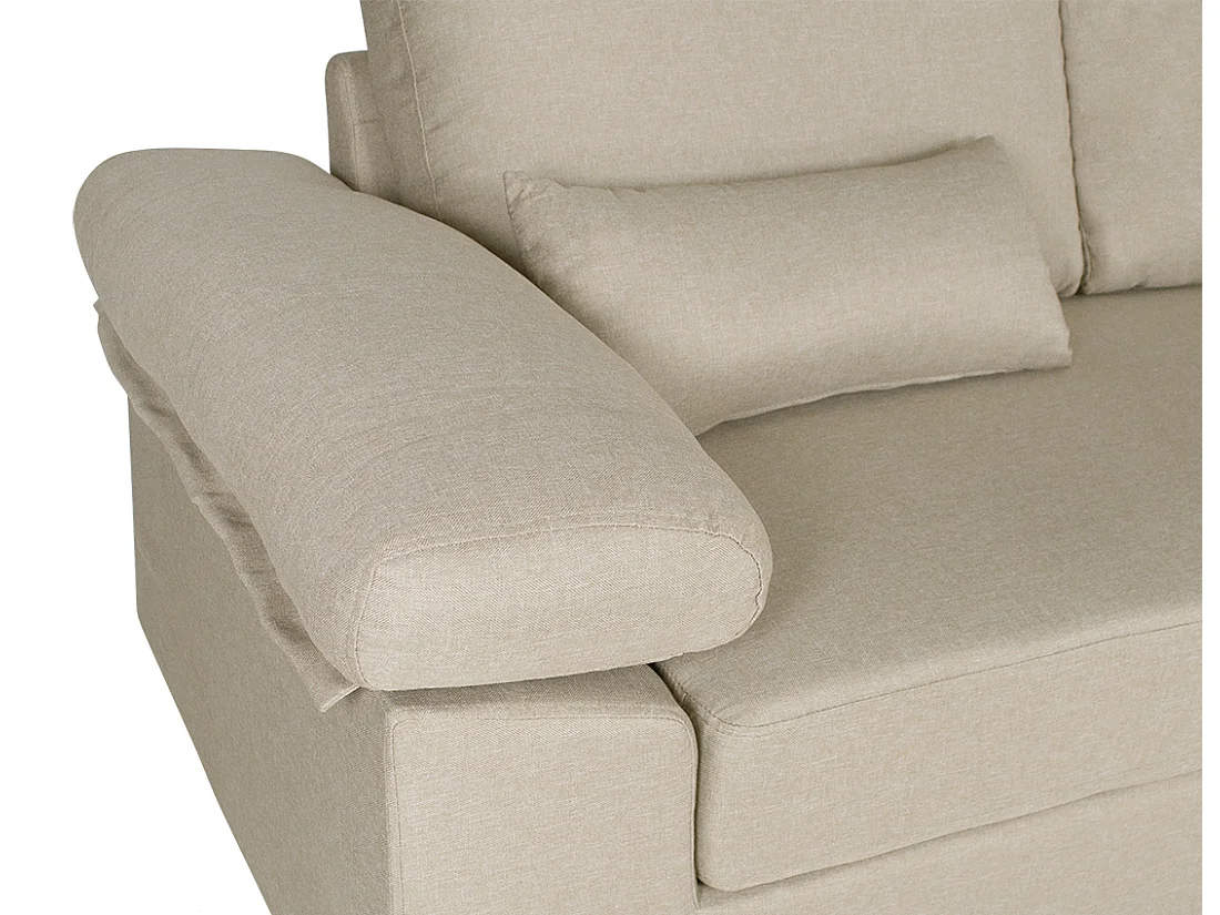 Divano angolare 3 posti con chaise longue destra tessuto beige - Washington