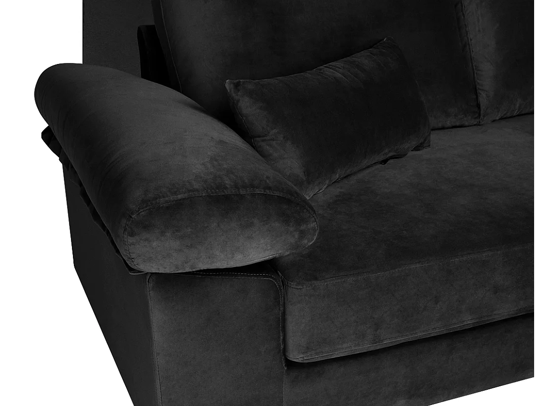Divano angolare 3 posti con chaise longue destra velluto nero - Washington