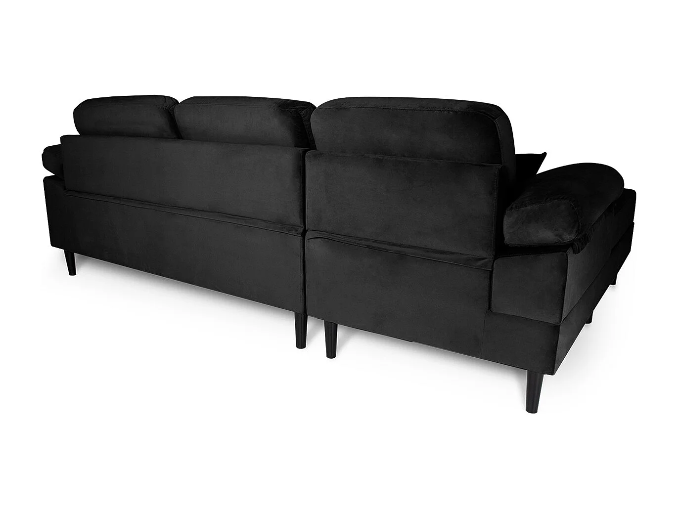 Divano angolare 3 posti con chaise longue sinistra velluto nero - Washington