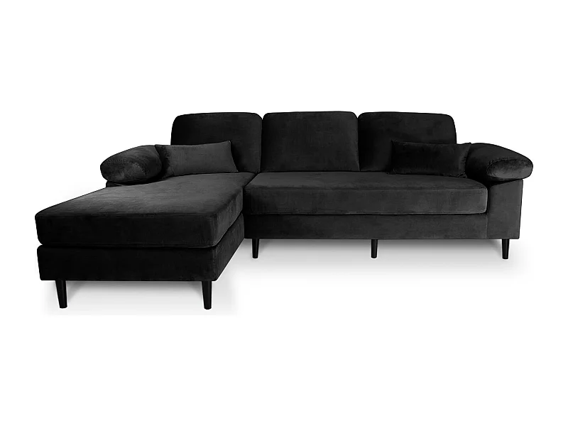 Divano angolare 3 posti con chaise longue sinistra velluto nero - Washington