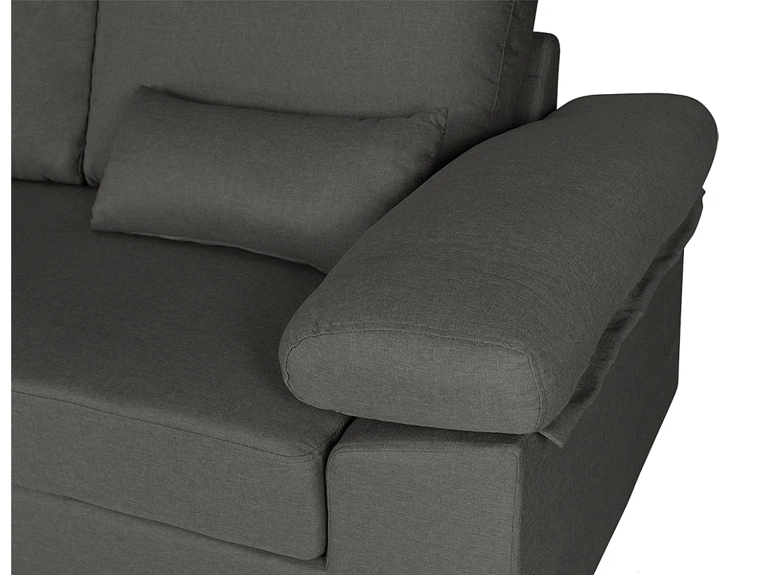 Divano angolare 3 posti con chaise longue sinistra tessuto grigio scuro - Washington