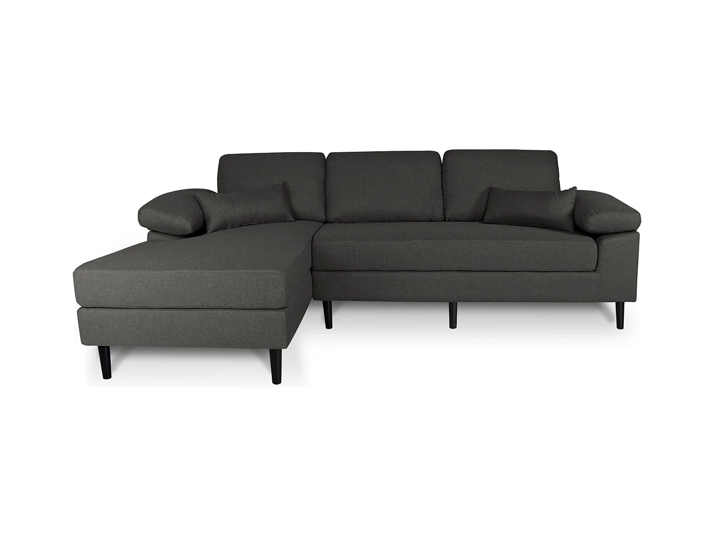 Divano angolare 3 posti con chaise longue sinistra tessuto grigio scuro - Washington