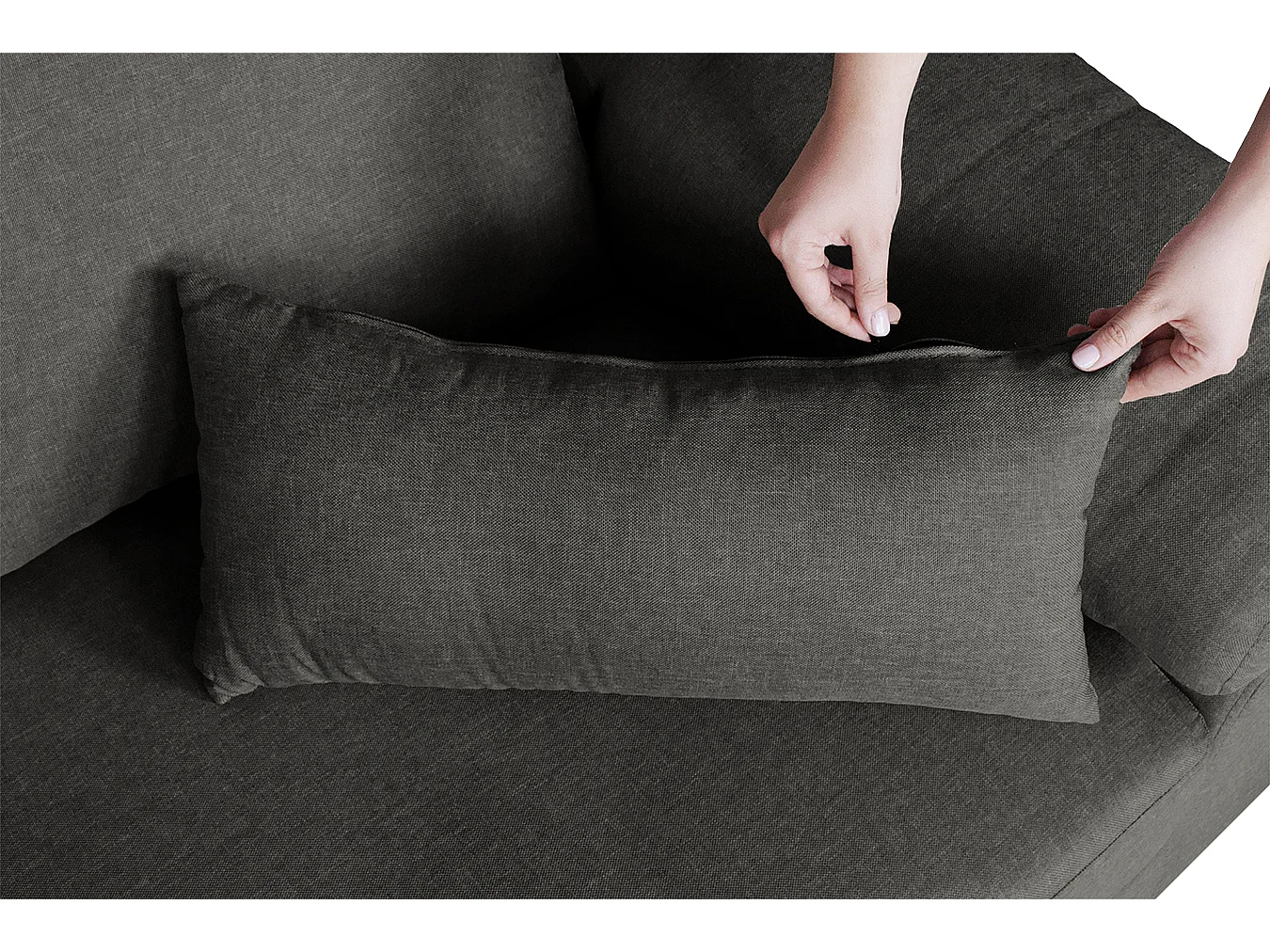 Divano angolare 3 posti con chaise longue sinistra tessuto grigio scuro - Washington