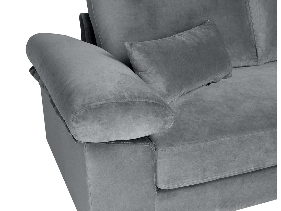 Divano angolare 3 posti con chaise longue destra velluto grigio - Washington