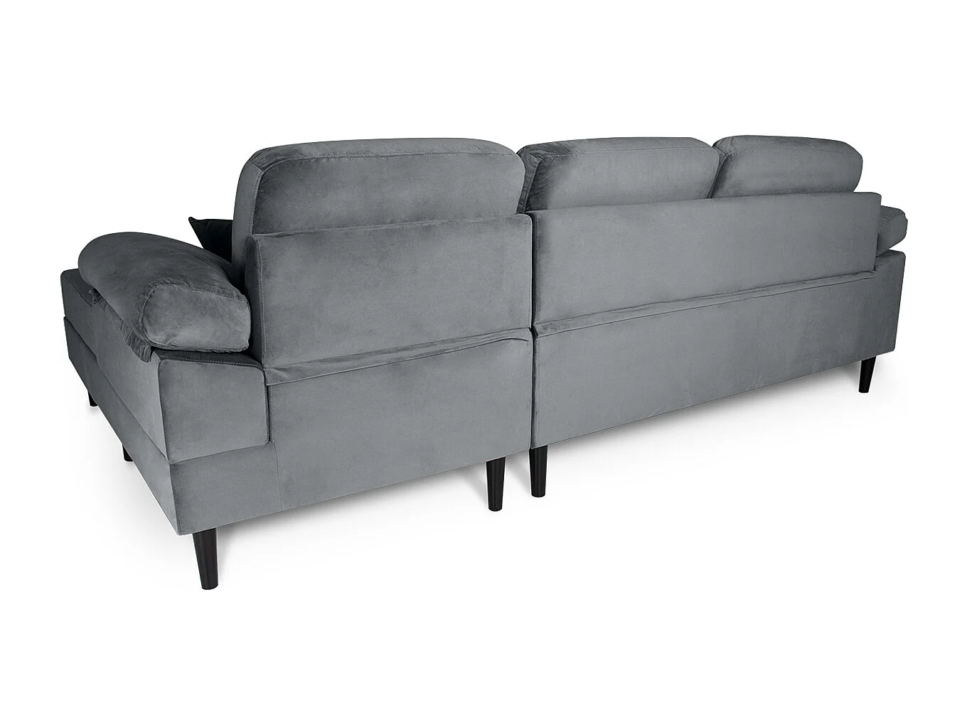 Divano angolare 3 posti con chaise longue destra velluto grigio - Washington