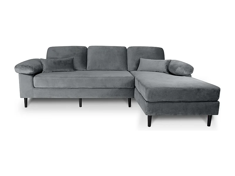 Divano angolare 3 posti con chaise longue destra velluto grigio - Washington