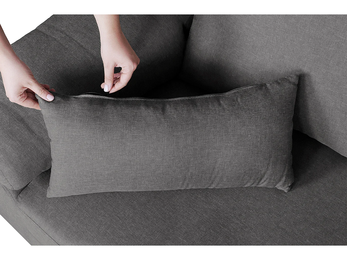 Divano angolare 3 posti con chaise longue destra tessuto grigio chiaro - Washington