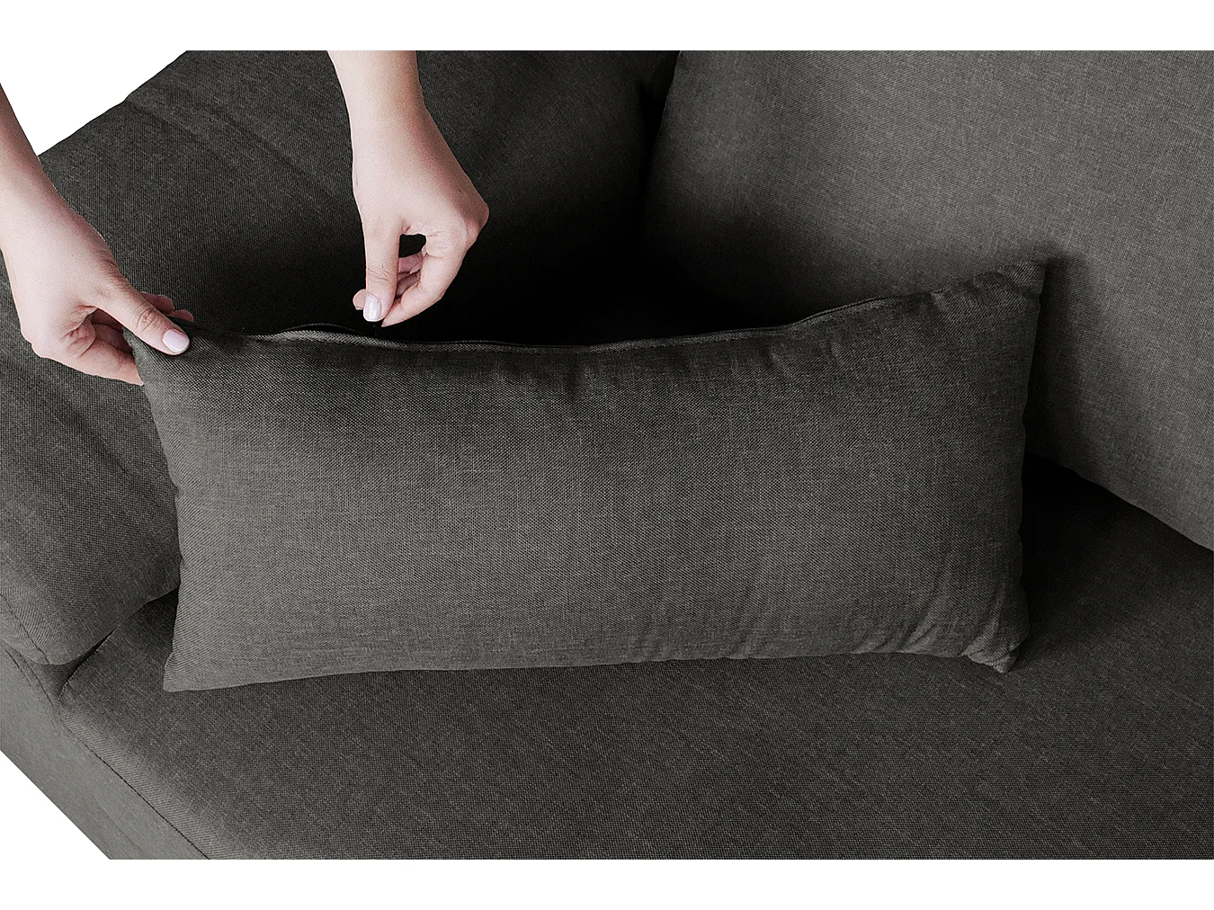 Divano angolare 3 posti con chaise longue destra tessuto grigio scuro - Washington