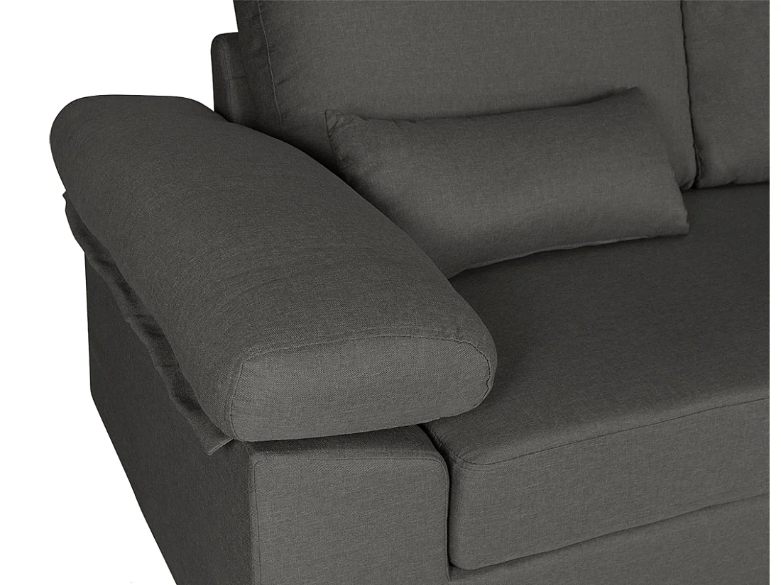 Divano angolare 3 posti con chaise longue destra tessuto grigio scuro - Washington