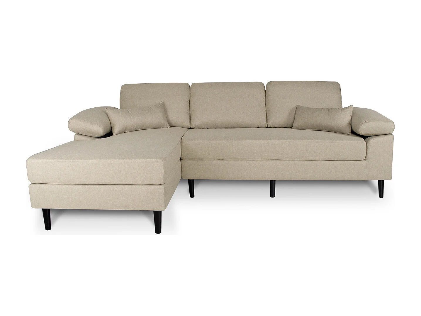 Divano angolare 3 posti con chaise longue sinistra tessuto beige - Washington