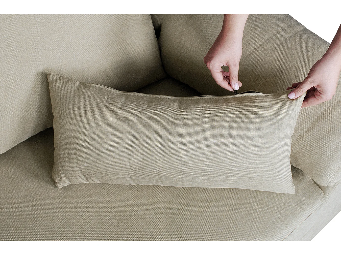 Divano angolare 3 posti con chaise longue sinistra tessuto beige - Washington