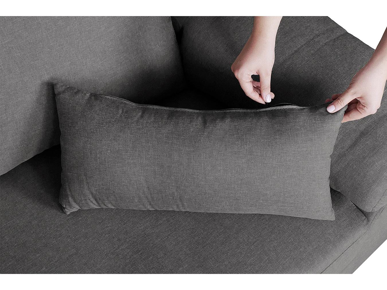 Divano angolare 3 posti con chaise longue sinistra tessuto grigio - Washington