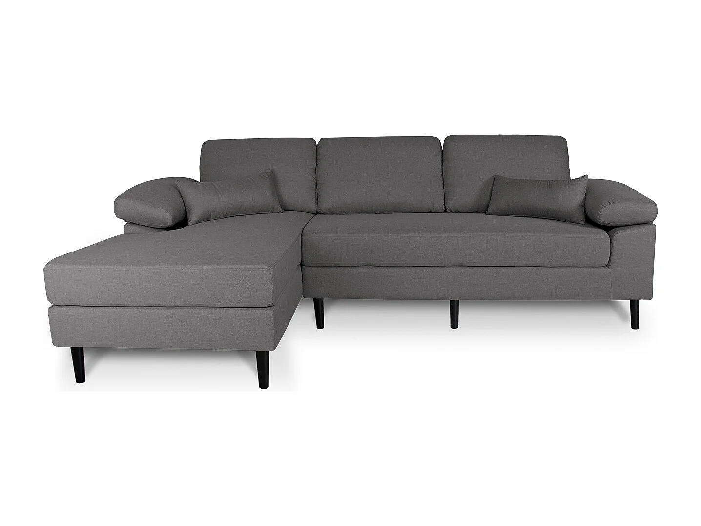 Divano angolare 3 posti con chaise longue sinistra tessuto grigio - Washington