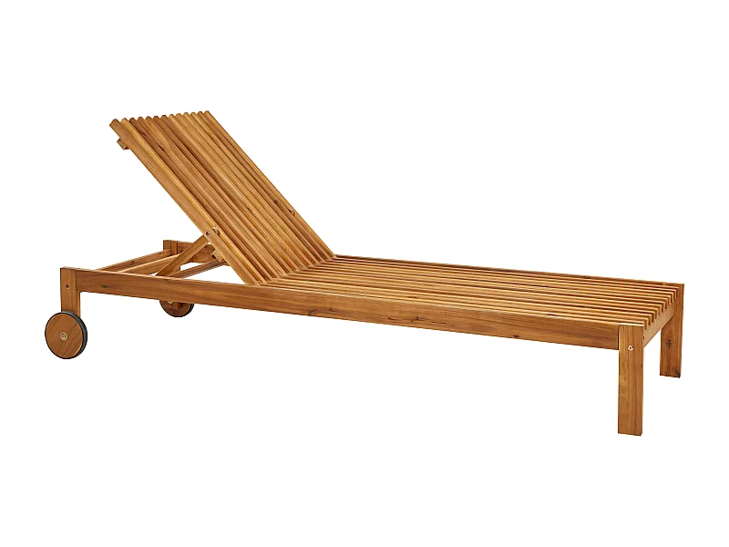 Gartenlige Akazienholz hellbraun Latten-Optik verstellbare Lehne rollbar Bellano