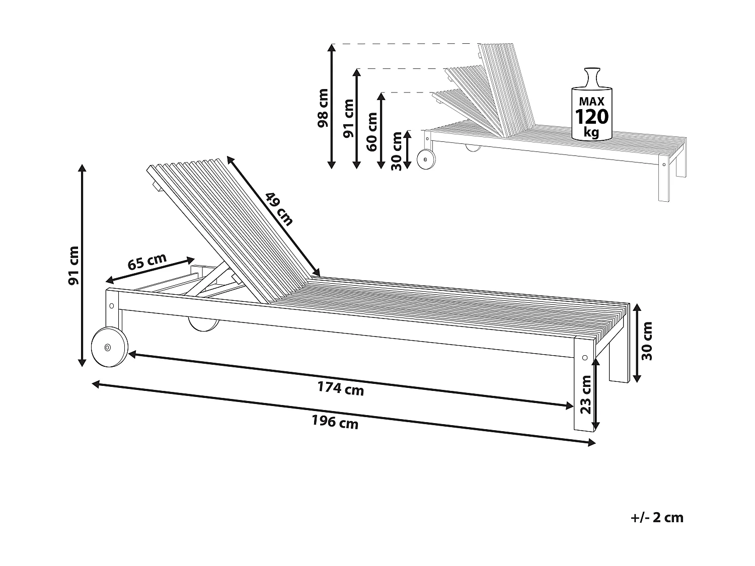 Espreguiçadeira BELLANO Madeira de acácia Castanho