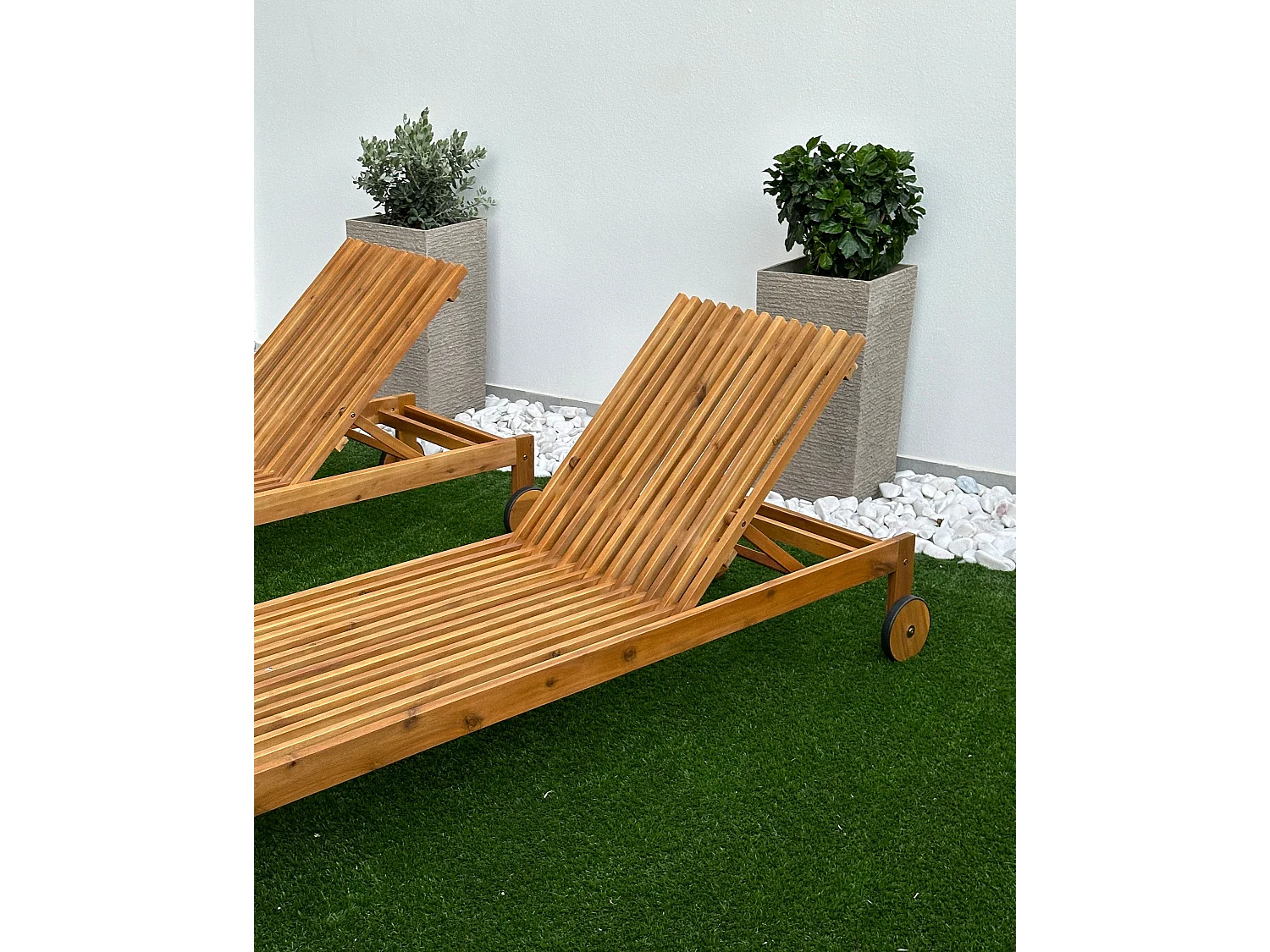 Lettino Prendisole BELLANO Legno d'acacia Marrone