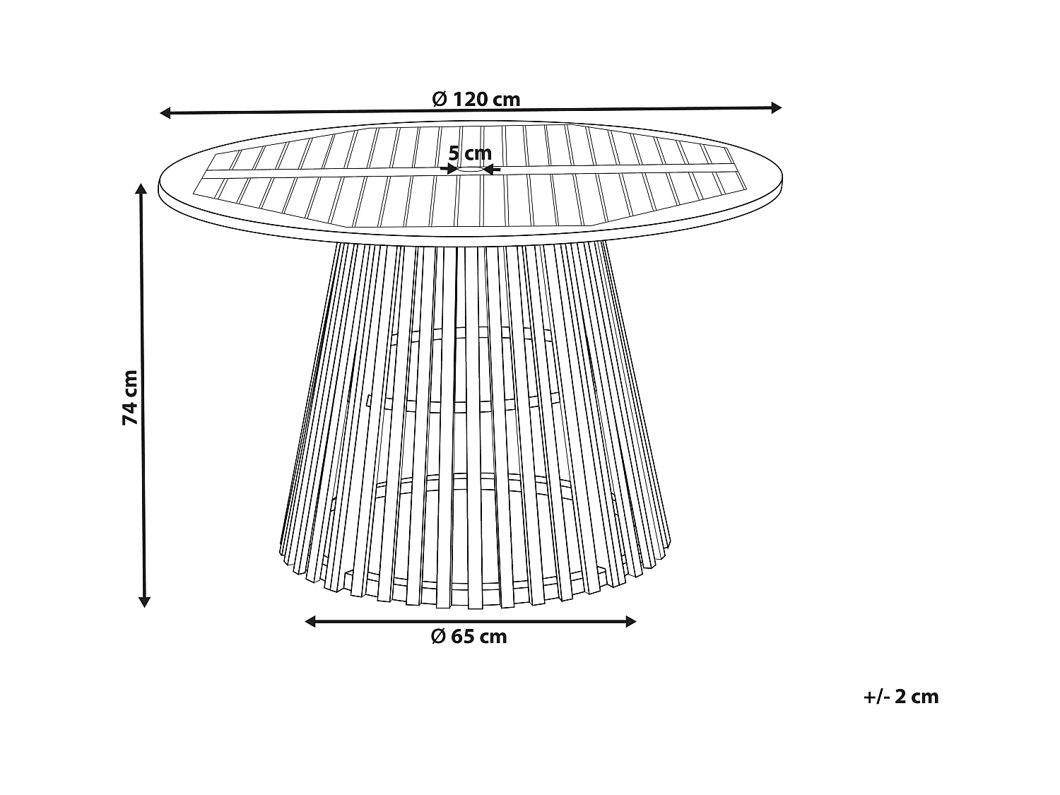 Table de salle à manger de jardin AGELLO 120 cm 120 cm Acacia Marron