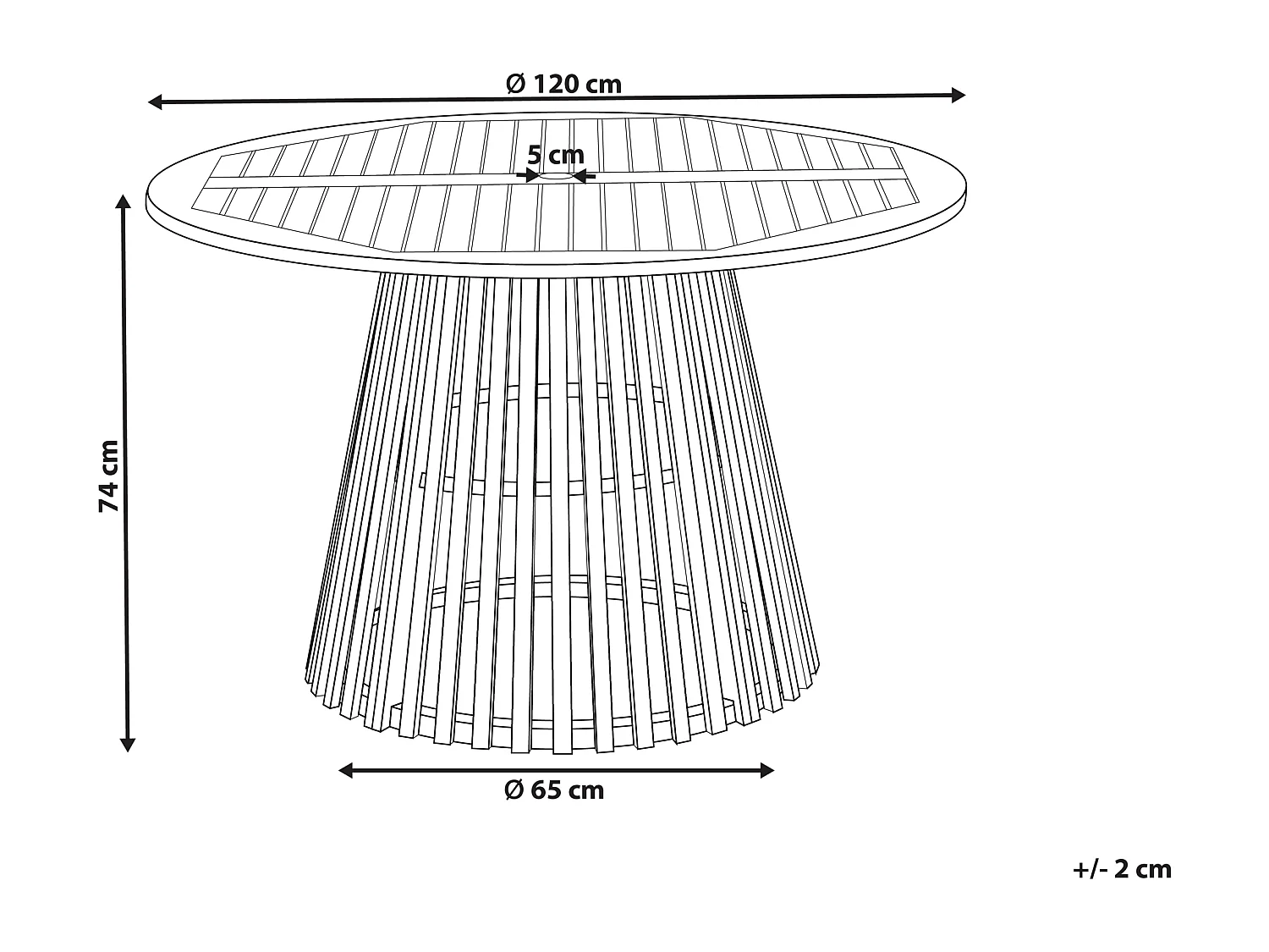 Table de salle à manger de jardin AGELLO 120 cm 120 cm Acacia Marron