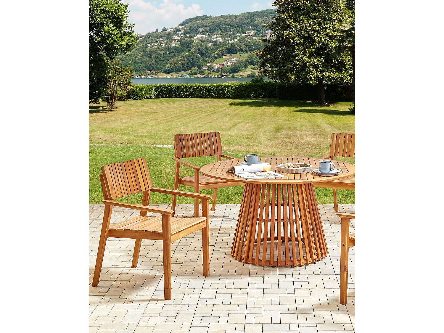 Gartenstuhl 2er Set AGELLO Akazienholz Heller Holzfarbton