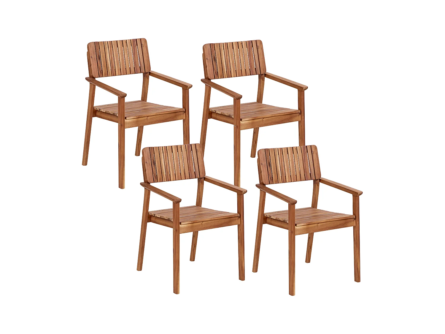 Lot de 4 chaises de jardin AGELLO Acacia Marron