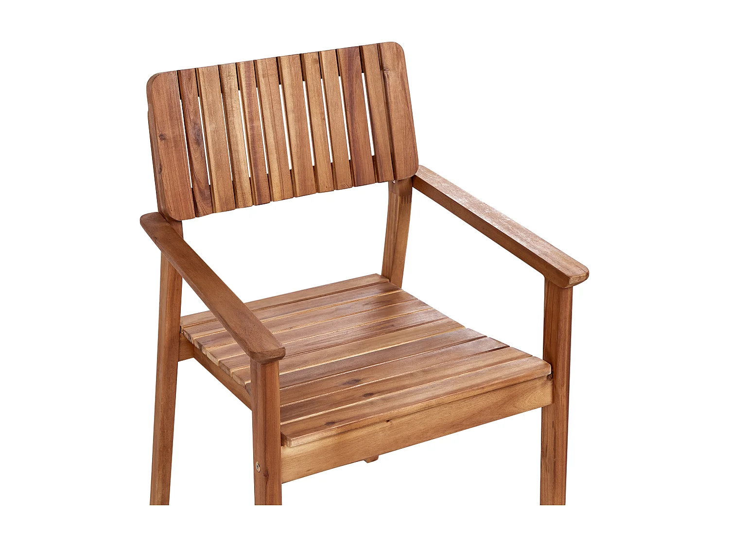 Gartenstuhl 4er Set Akazienholz hellbraun mit Armlehnen Lattenoptik Agello