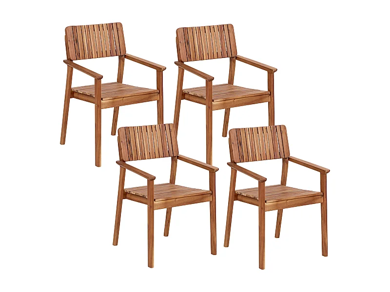 Lot de 4 chaises de jardin AGELLO Acacia Marron