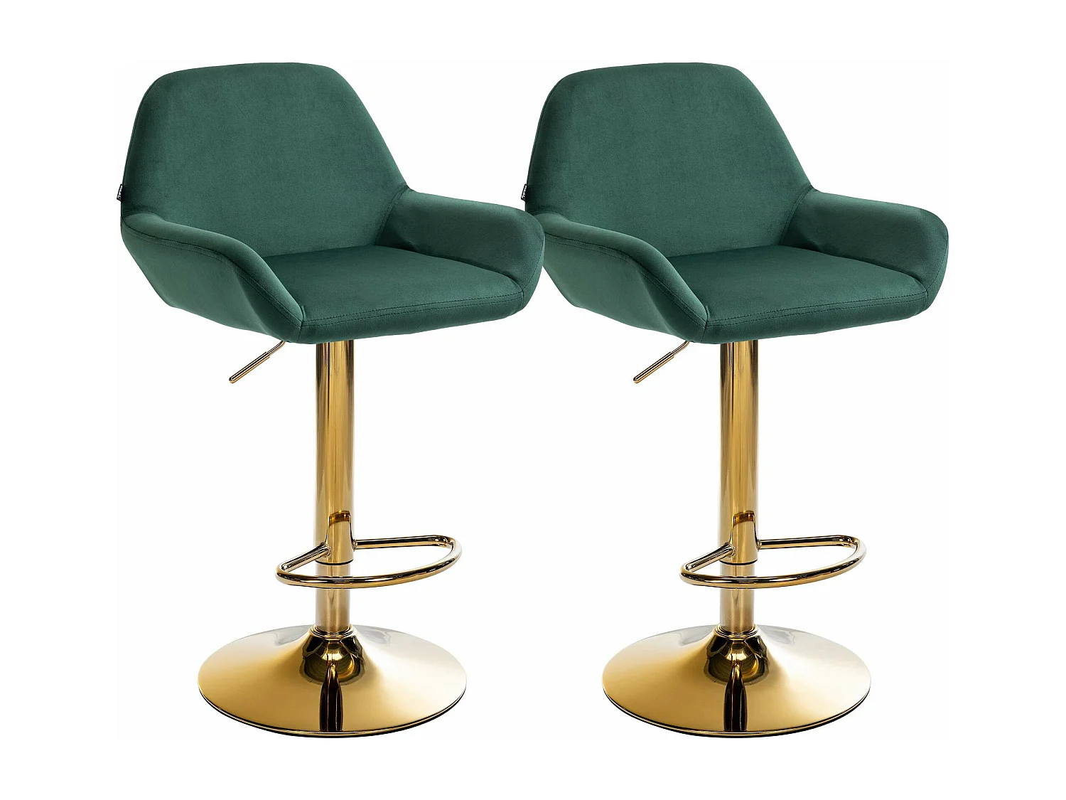 Lot de 2  Tabouret de bar - Velours & Métal - Vert foncé - Braga