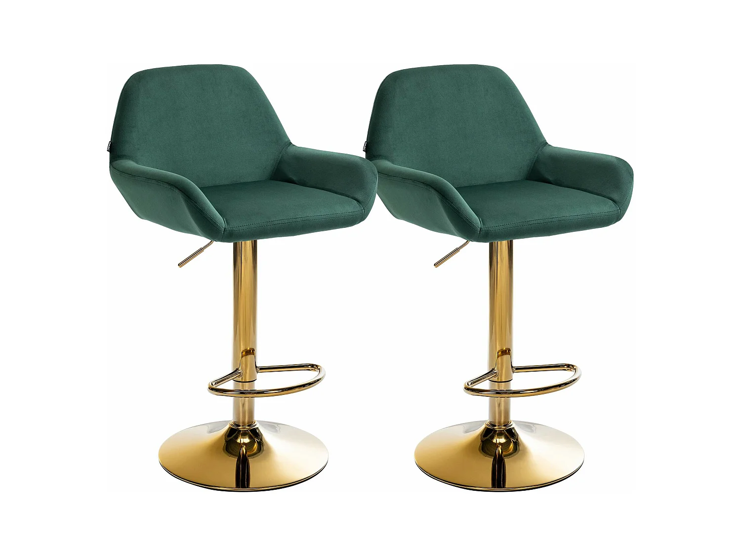 Lot de 2  Tabouret de bar - Velours & Métal - Vert foncé - Braga