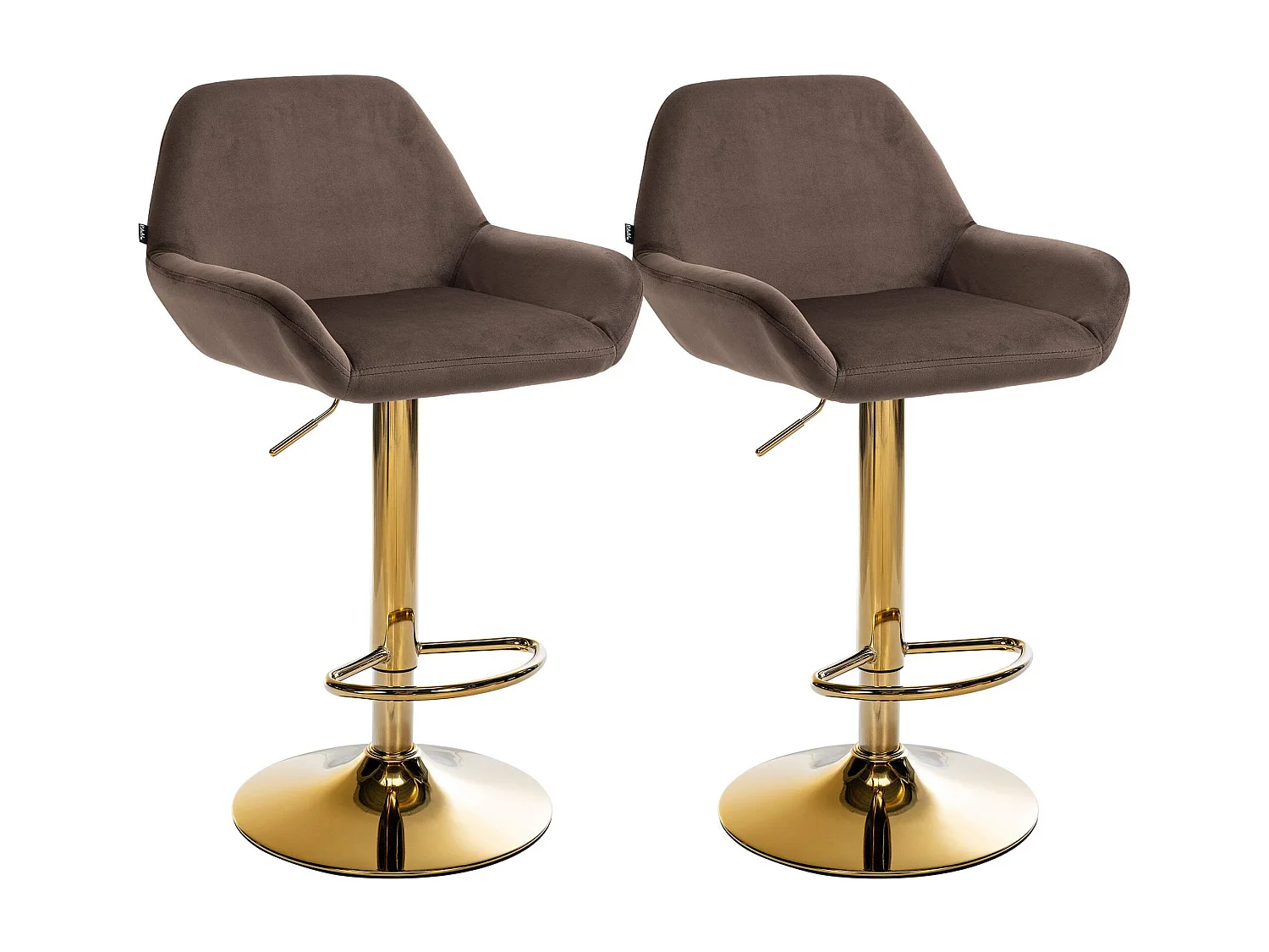 Lot de 2  Tabouret de bar - Velours & Métal - Marron - Braga