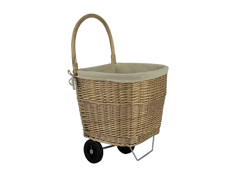 Chariot à bûches en osier Vieilli