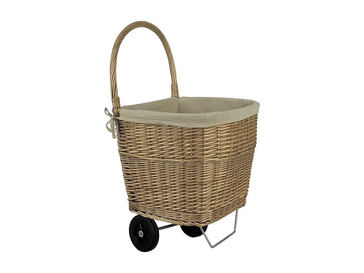Chariot à bûches en osier Vieilli