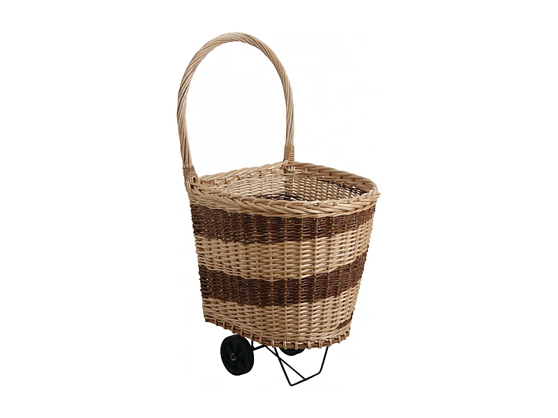 Chariot à bûches en osier sur roulettes 2
