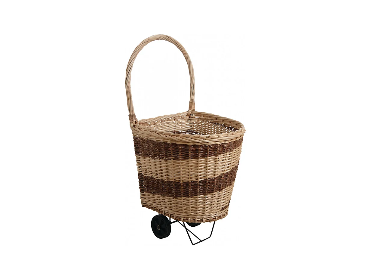Chariot à bûches en osier sur roulettes 2