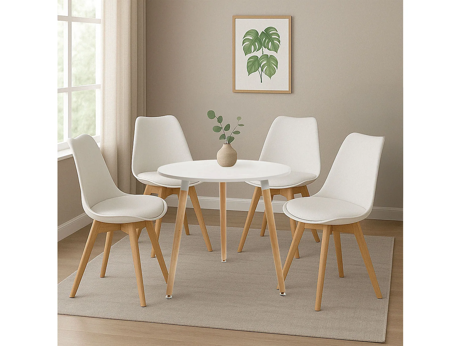 Essgruppe - Tisch + 4 Stühle - Lansgar