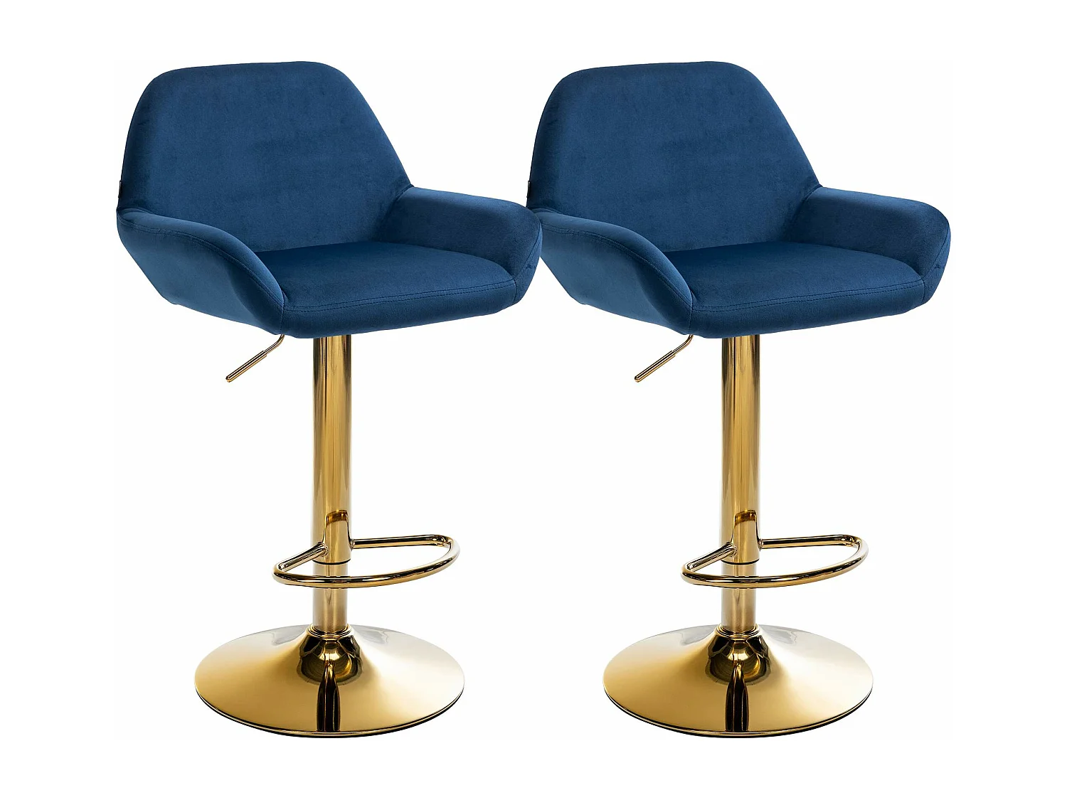 Lot de 2  Tabouret de bar - Velours & Métal - Bleu - Braga