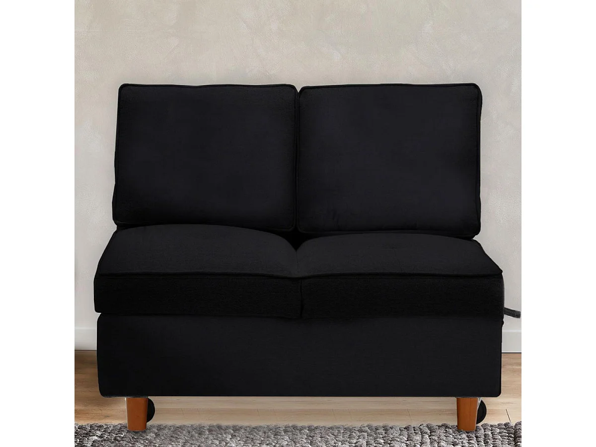 Schlafsofa Zinez Velours Schwarz, 2-Sitzer