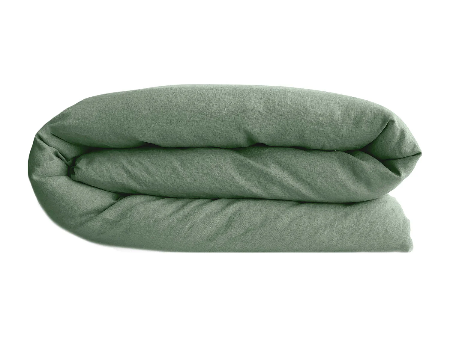 Housse de couette 260X240 cm lit queen size lin lavé SONATE vert Thym