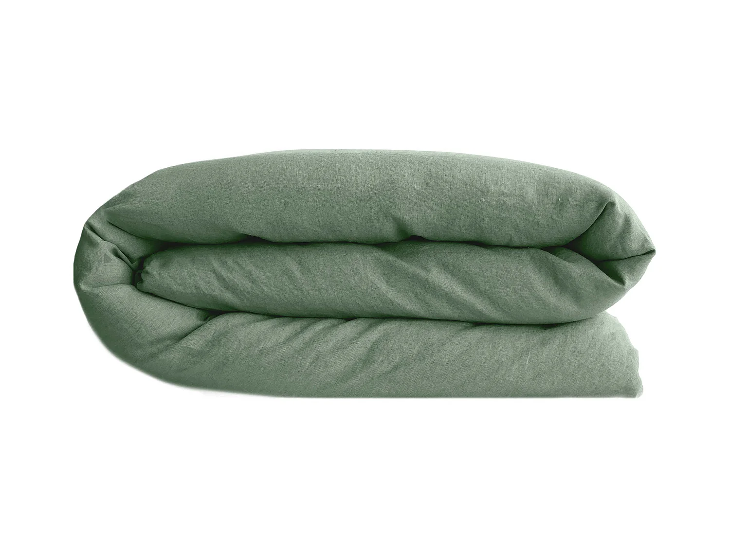 Housse de couette 260X240 cm lit queen size lin lavé SONATE vert Thym