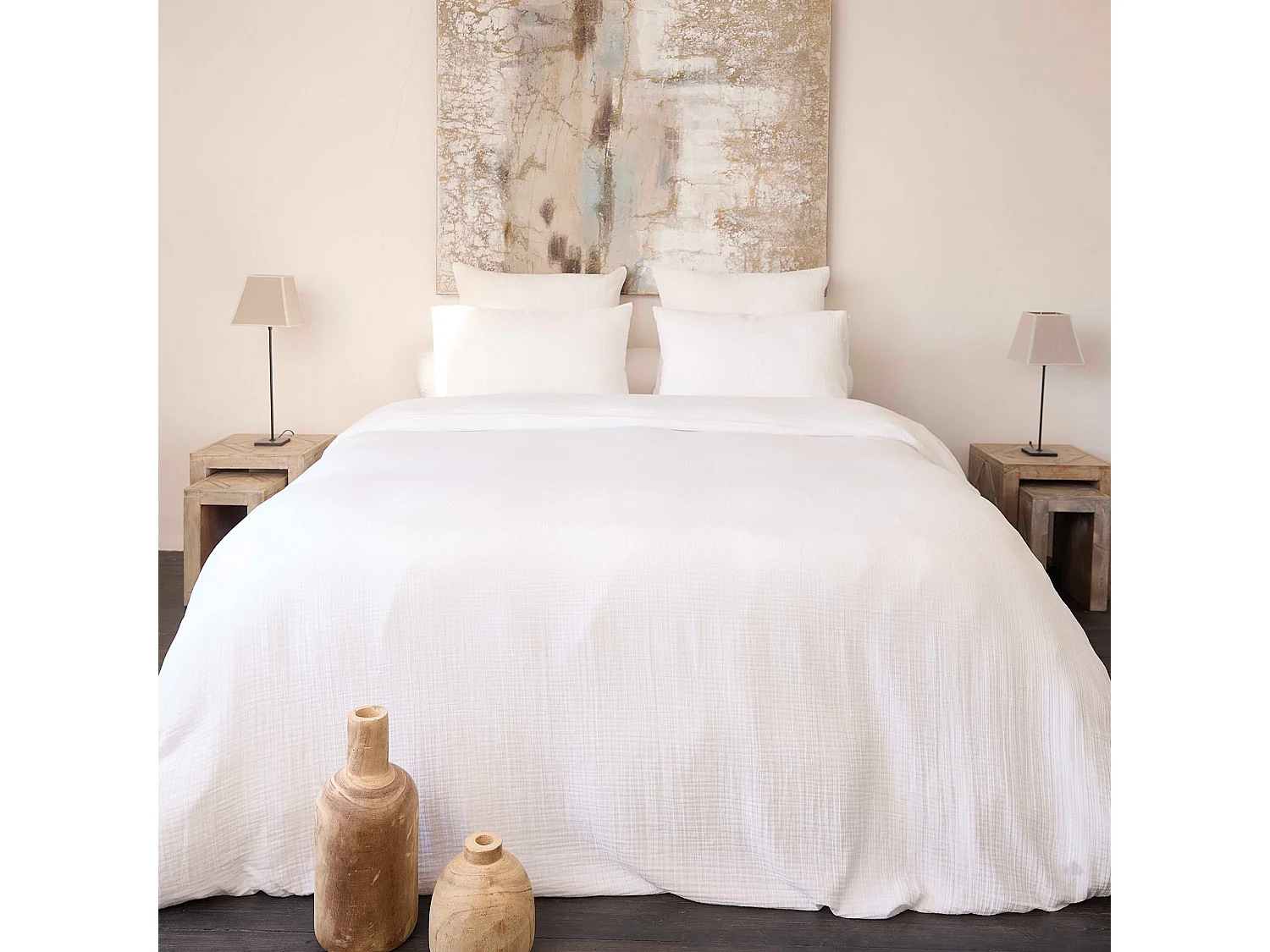 Housse de couette 260x240 cm double gaze de coton CASSIS Blanc