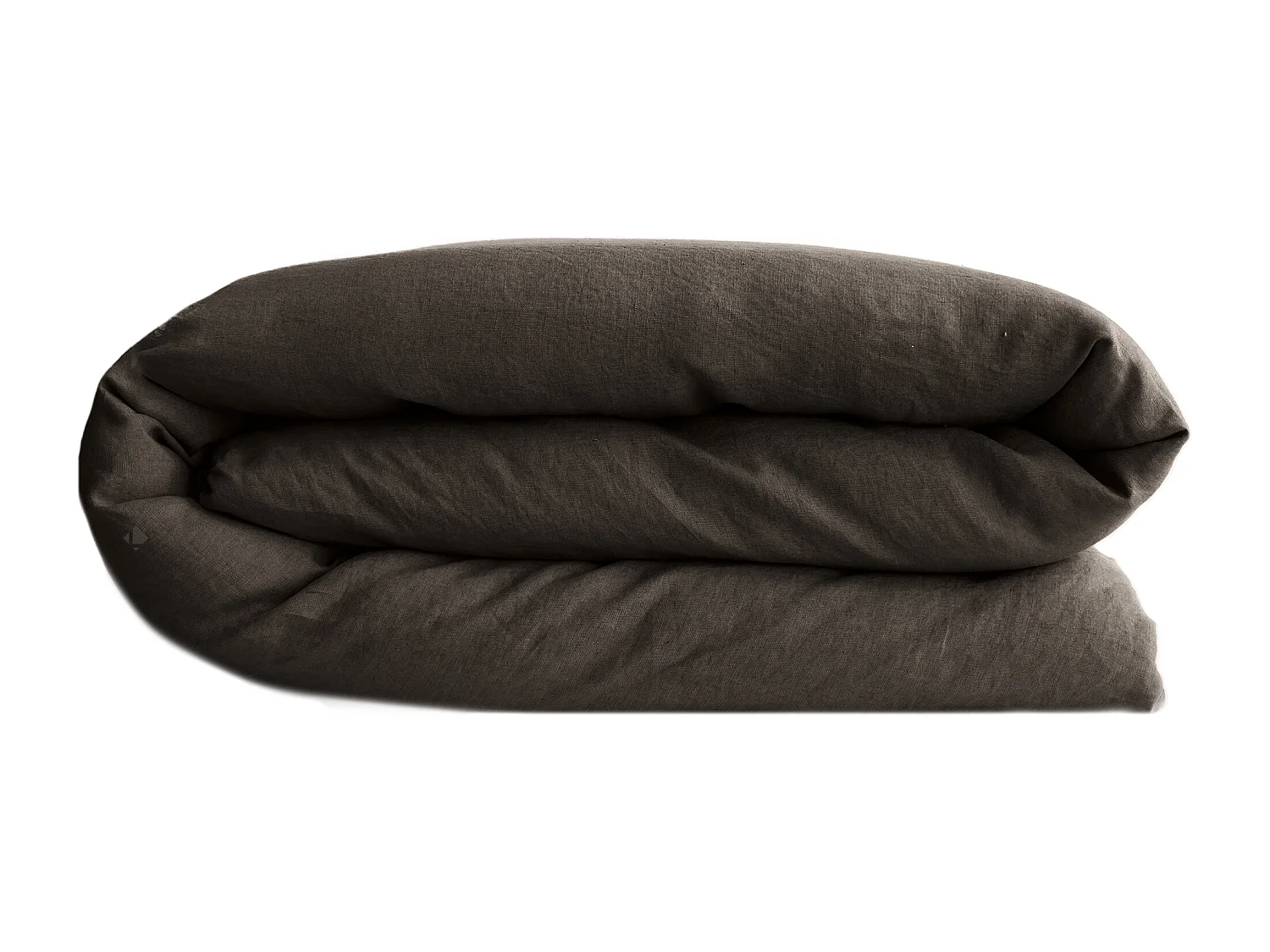 Housse de couette 260X240 cm lit queen size lin lavé SONATE noir Café