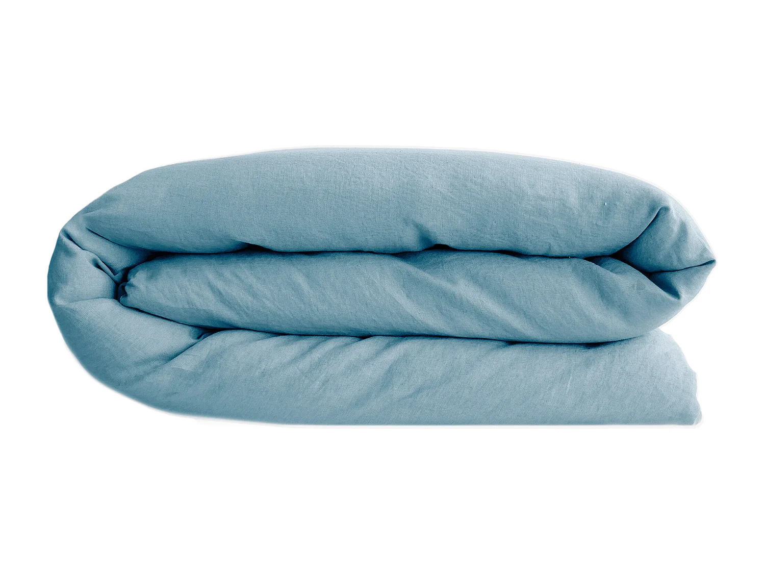 Housse de couette 140x200 cm lit simple lin lavé SONATE bleu Topaze