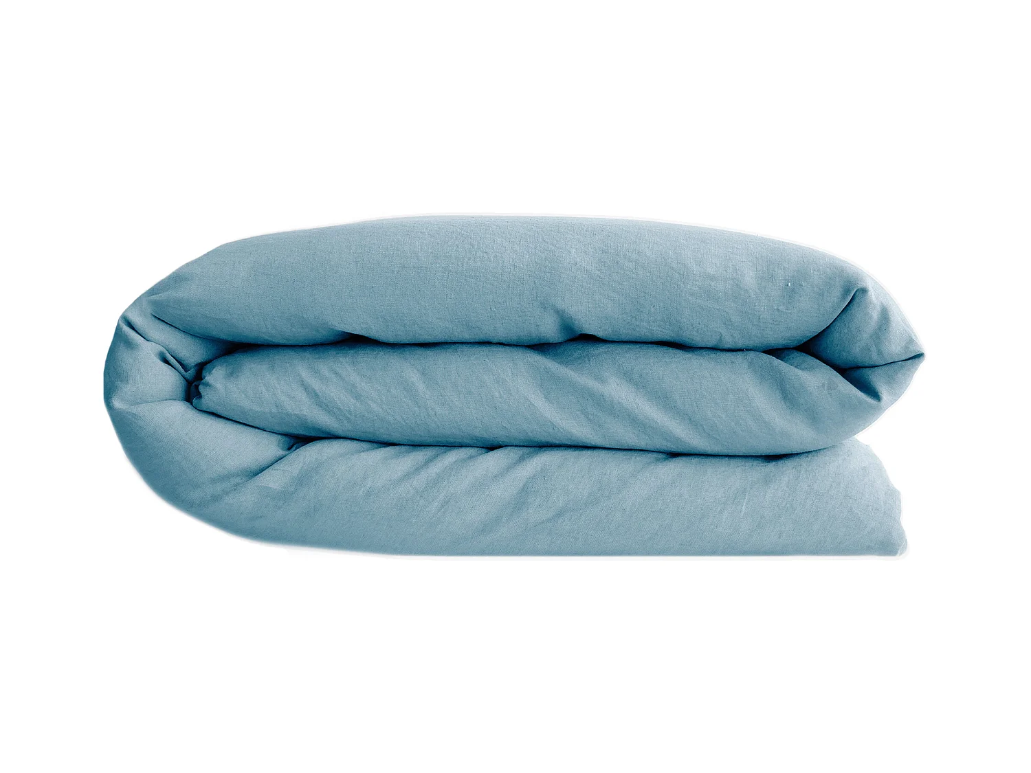 Housse de couette 140x200 cm lit simple lin lavé SONATE bleu Topaze