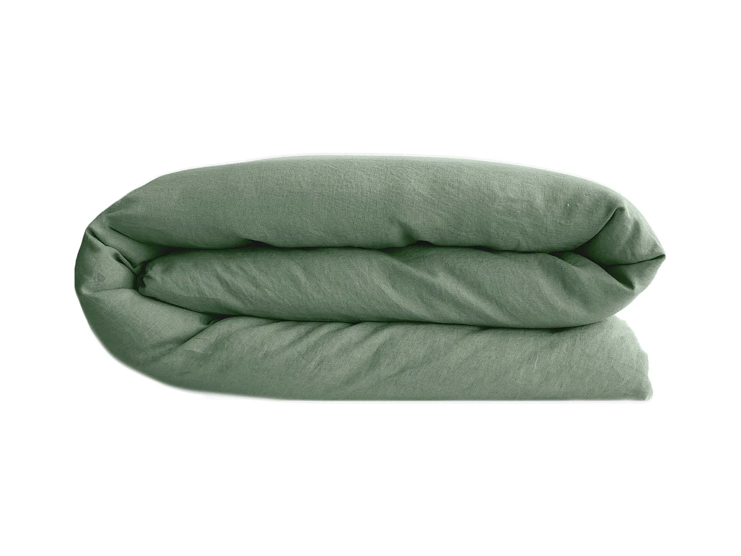Housse de couette 140x200 cm lit simple lin lavé SONATE vert Thym