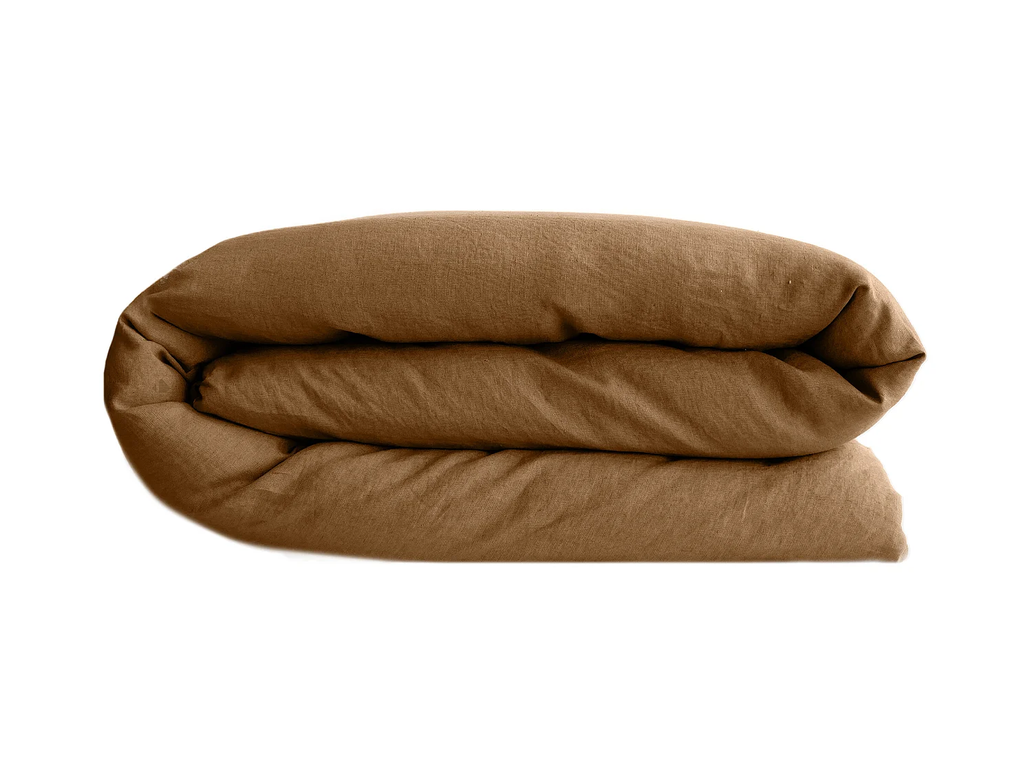 Housse de couette 260X240 cm lit lin lavé SONATE marron Cognac