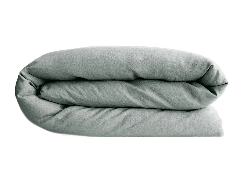 Housse de couette 260X240 cm lin lavé SONATE vert Lichen