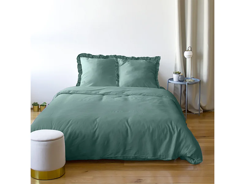 Parure de lit 240x220 FALBALA polyester microfibre Vert