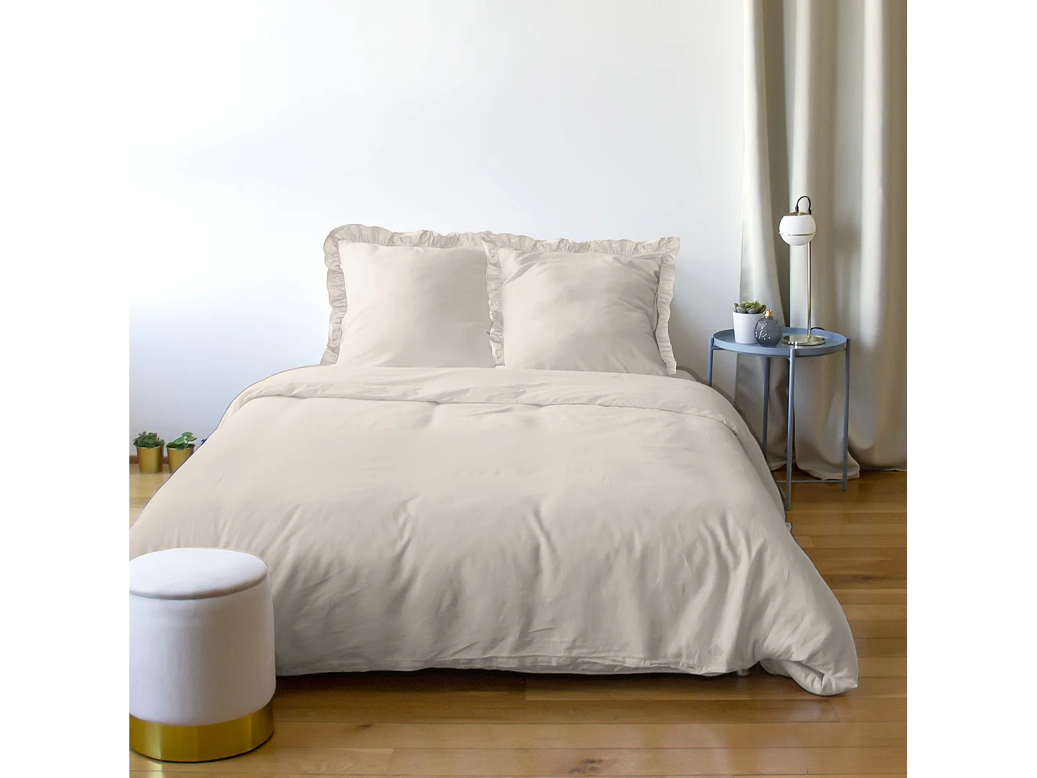 Parure de lit 260x240 FALBALA polyester microfibre Beige