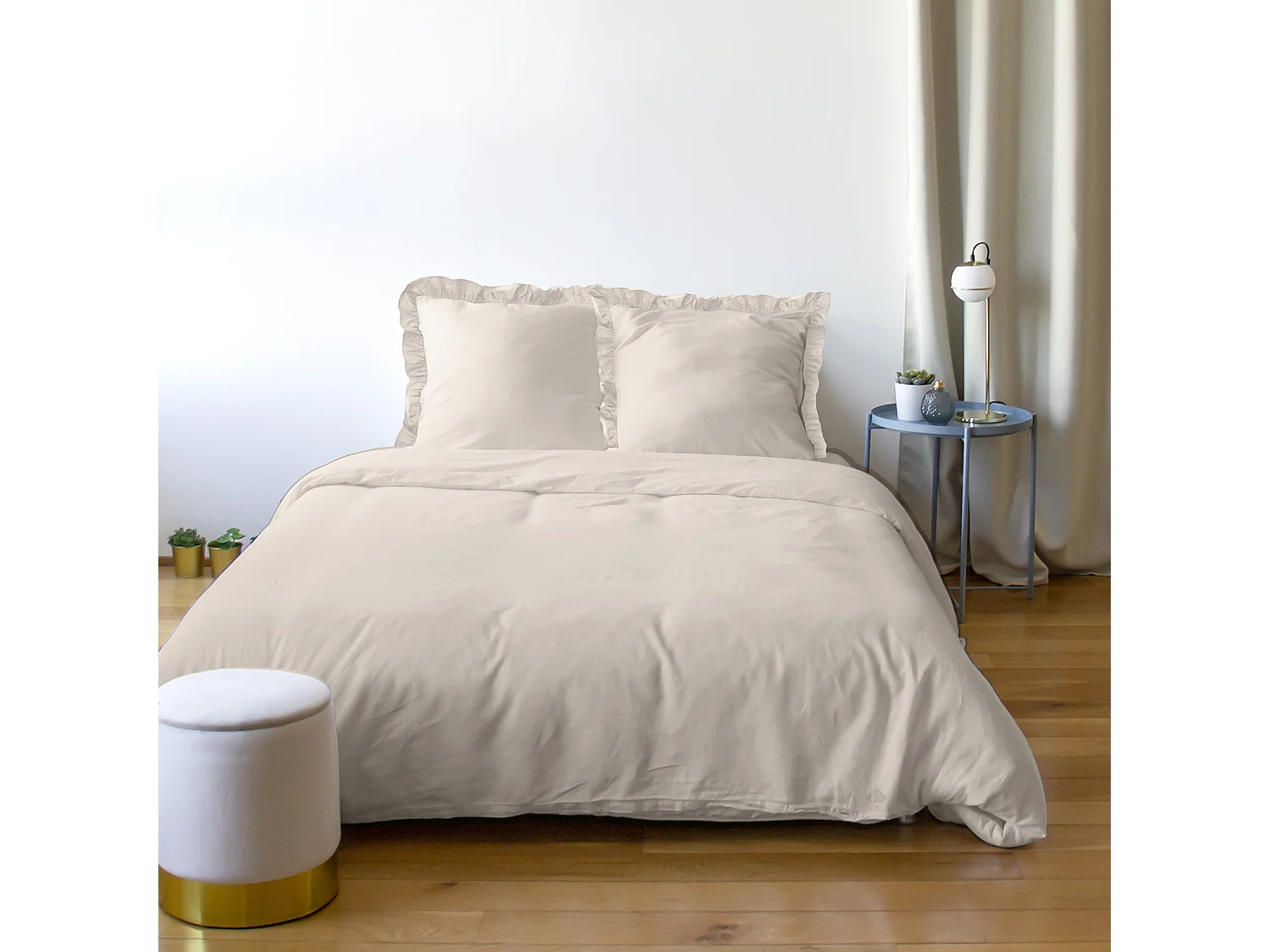 Parure de lit 240x220 FALBALA polyester microfibre Beige