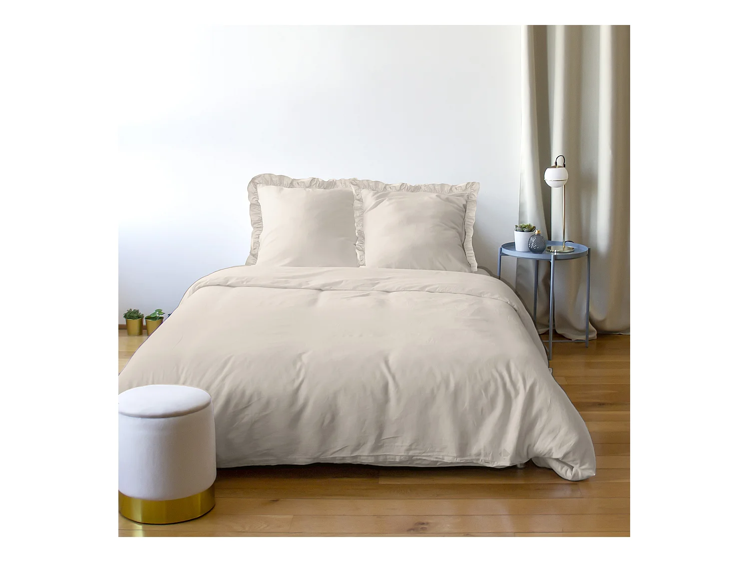 Parure de lit 240x220 FALBALA polyester microfibre Beige